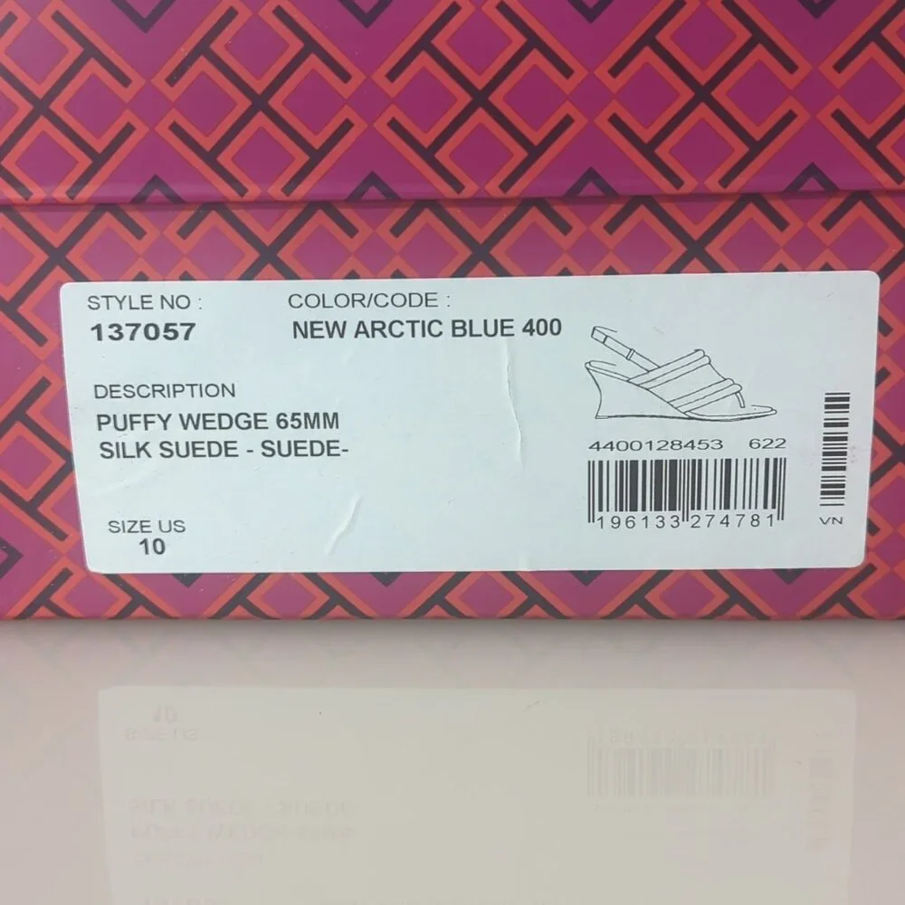 Tory Burch $400 Puffy Wedge Sandals Pumps Heels Arctic Blue 10 FEELS LIKE 9.5